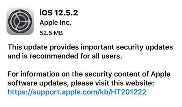 海兴苹果手机维修分享iOS12.5.2发布，建议所有老苹果用户安装 